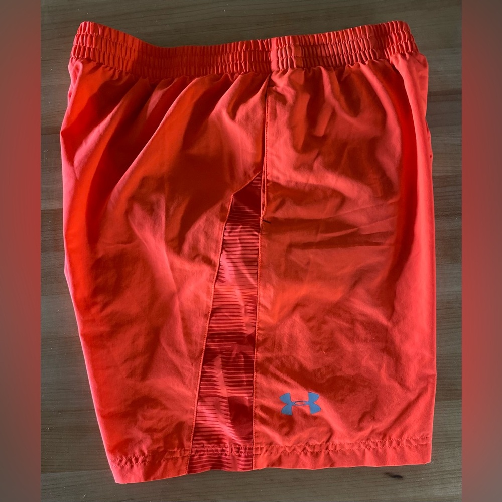 Under Armour Men's Bright Orange Athletic Shorts (M) Lined